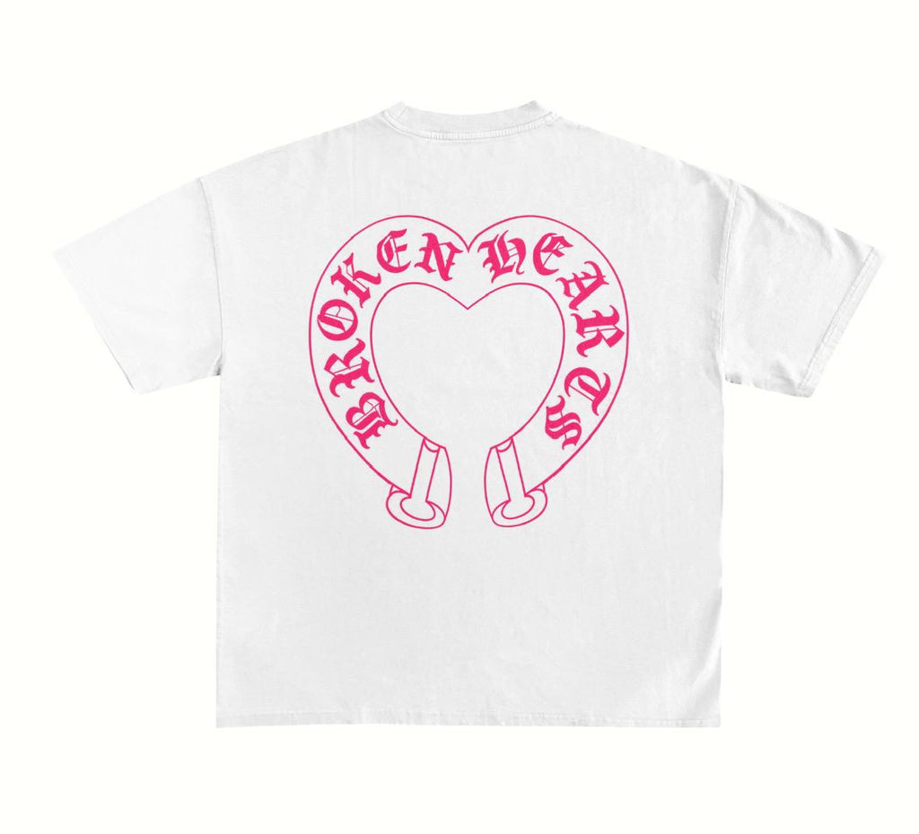 Broken Hearts Horseshoe Heart Jumbo Print T-Shirt — White
