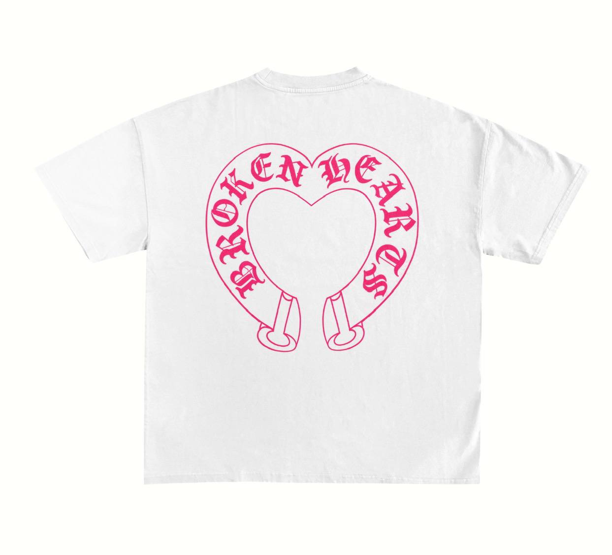 Broken Hearts Horseshoe Heart Jumbo Print T-Shirt — White