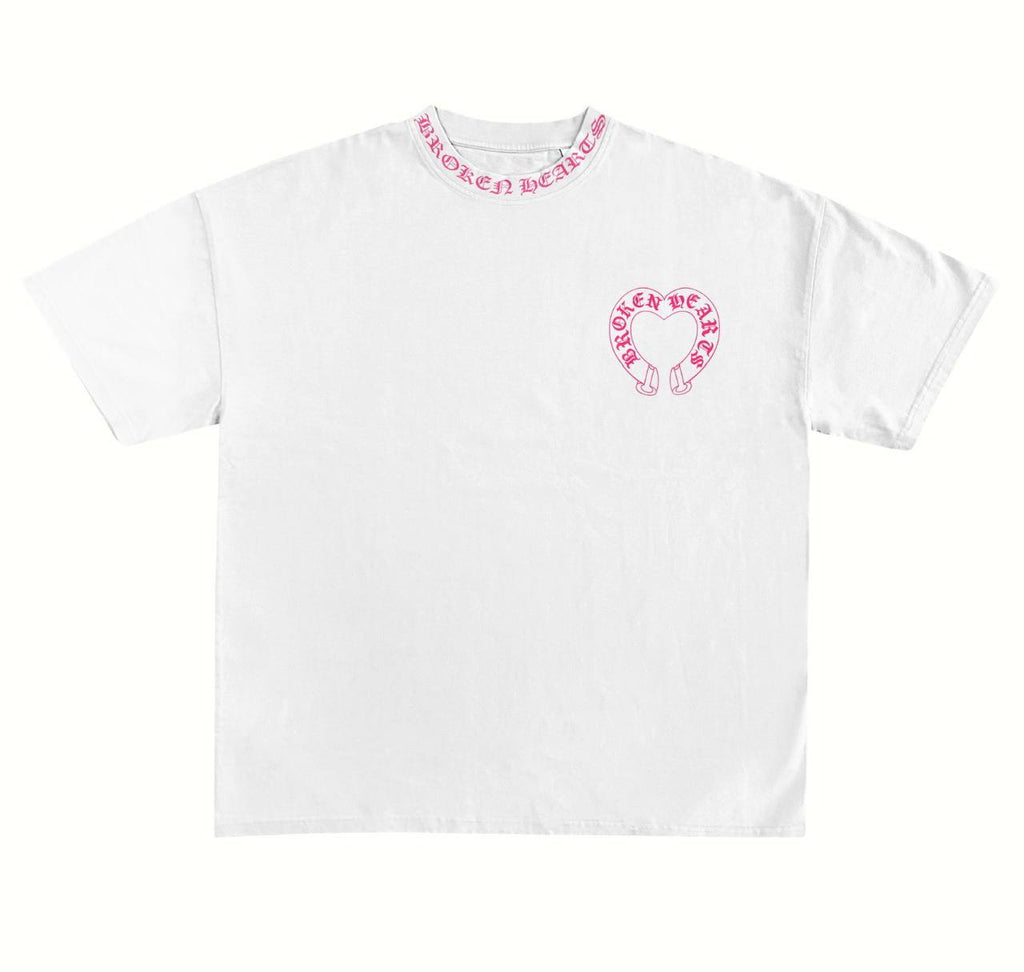 Broken Hearts Horseshoe Heart Jumbo Print T-Shirt — White